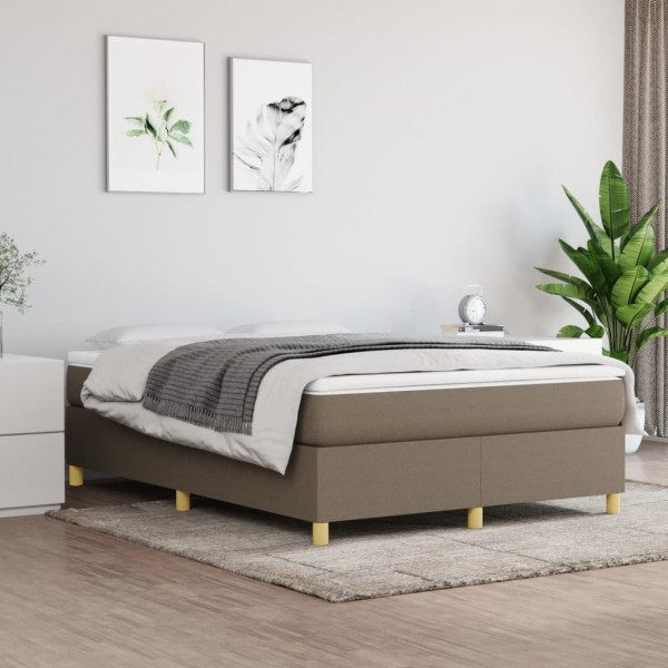 Estructura de cama box spring tela gris taupe 140x200 cm D