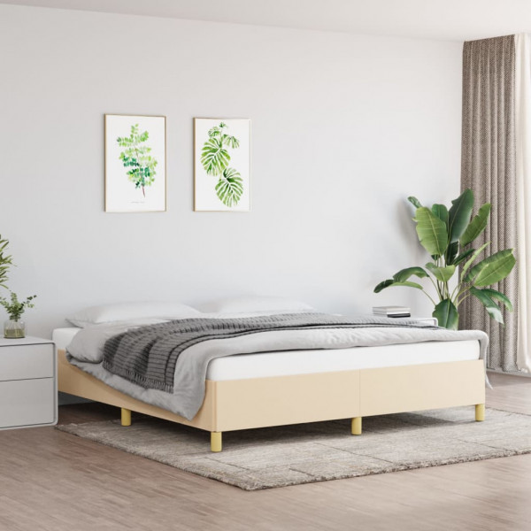 Estructura de cama box spring tela color crema 180x200 cm D
