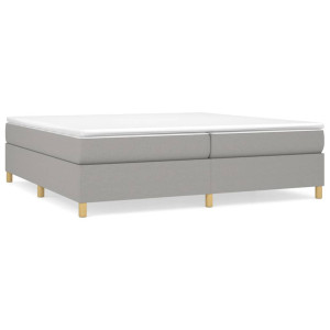 Estrutura de cama sem colchão 200x200 cm tecido cinzento-claro H