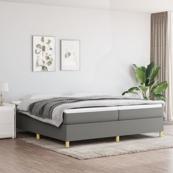 Estructura de cama box spring tela gris oscuro 200x200 cm D