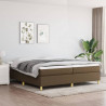 Estructura de cama box spring tela marrón oscuro 200x200 cm 1