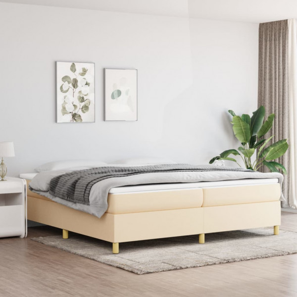 Estructura de cama box spring tela color crema 200x200 cm D