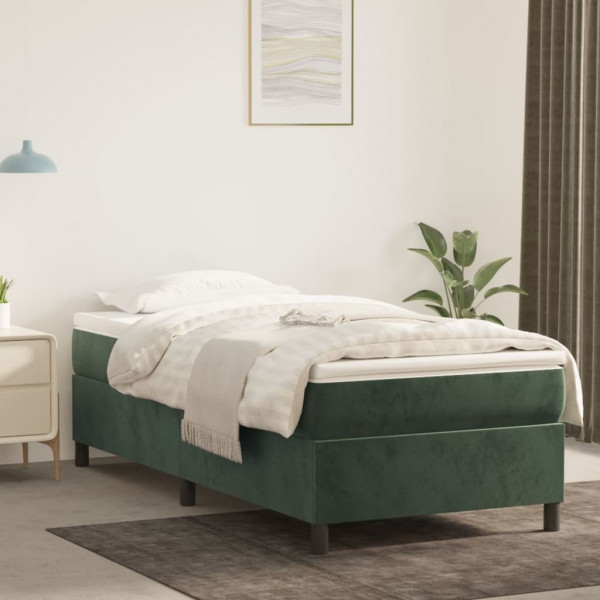 Estructura de cama box spring terciopelo verde oscuro 80x200 cm D