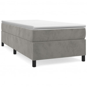 Estrutura de cama sem colchão 90x190 cm veludo cinzento-claro H