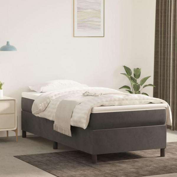 Estructura de cama box spring terciopelo gris oscuro 100x200 cm D