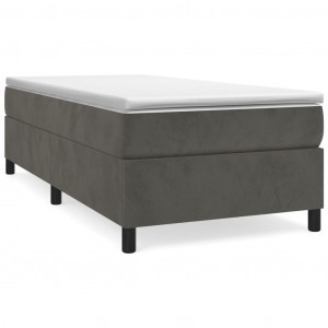 Estrutura de cama sem colchão 100x200 cm veludo cinzento-escuro H