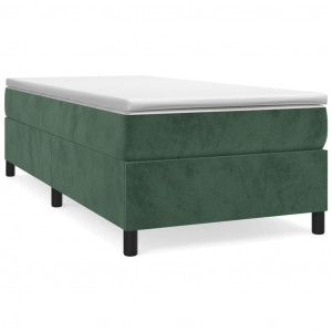 Estrutura de cama sem colchão 100x200 cm veludo verde-escuro H