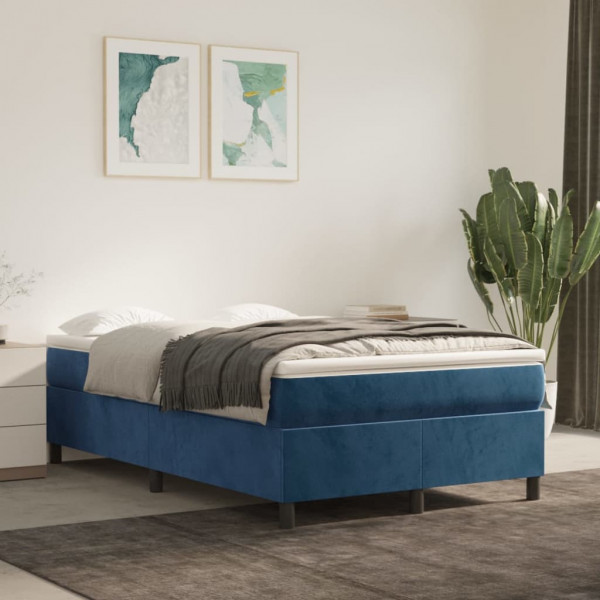 Estructura de cama box spring terciopelo azul oscuro 120x200 cm D