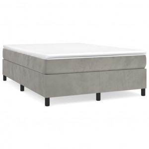 Estrutura de cama sem colchão 140x190 cm veludo cinzento-claro H
