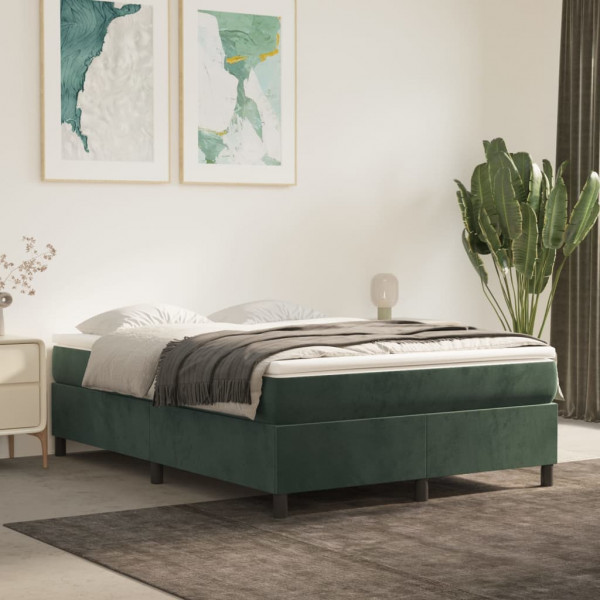 Estructura de cama box spring terciopelo verde oscuro 140x190cm D