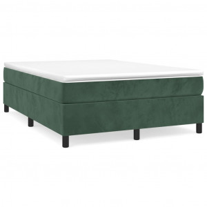 Estrutura de cama sem colchão 140x190 cm veludo verde-escuro H