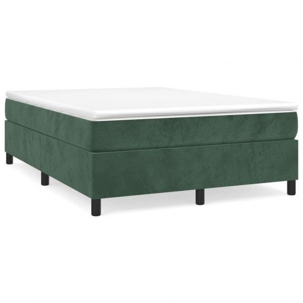 Estrutura de cama sem colchão 140x190 cm veludo verde-escuro M 2