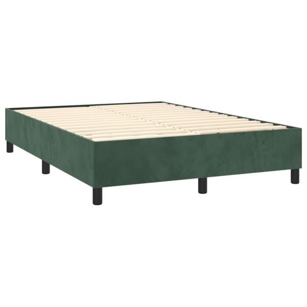 Estrutura de cama sem colchão 140x190 cm veludo verde-escuro M 4