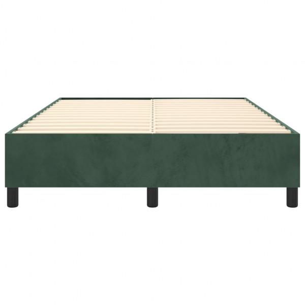 Estrutura de cama sem colchão 140x190 cm veludo verde-escuro M 5
