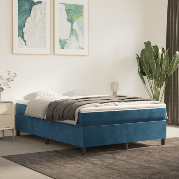 Estructura de cama box spring terciopelo azul oscuro 140x190 cm D