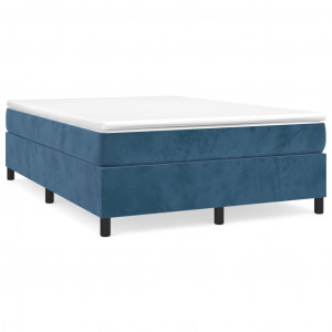 Estrutura de cama sem colchão 140x190 cm veludo azul-escuro H