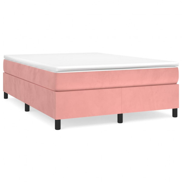 Estrutura de cama 140x190 cm veludo rosa M 2