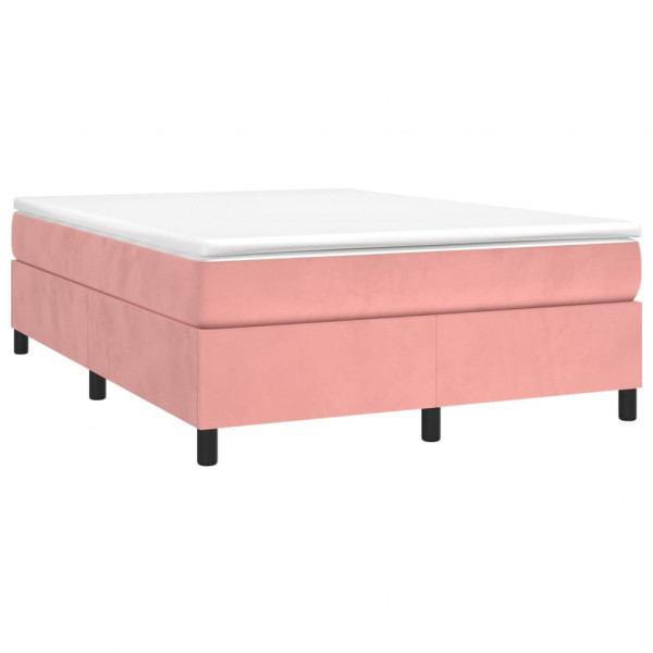 Estructura de cama box spring terciopelo rosa 140x190 cm M 3