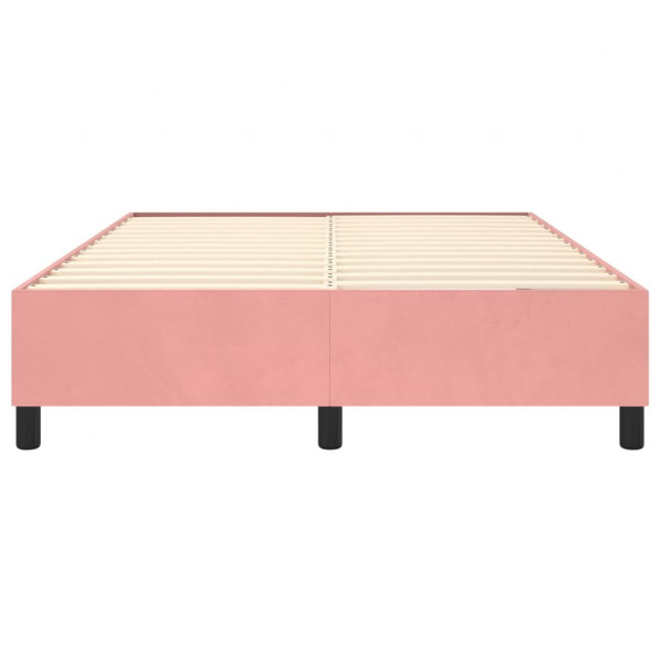 Estrutura de cama 140x190 cm veludo rosa M 5