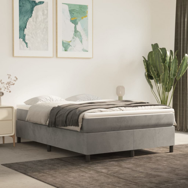Estructura de cama box spring terciopelo gris claro 140x200 cm D
