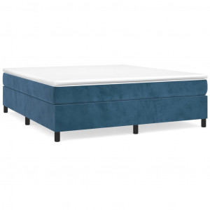 Estrutura de cama sem colchão 160x200 cm veludo azul-escuro H