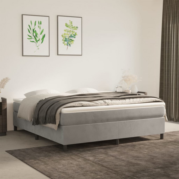 Estructura de cama box spring terciopelo gris claro 180x200 cm D