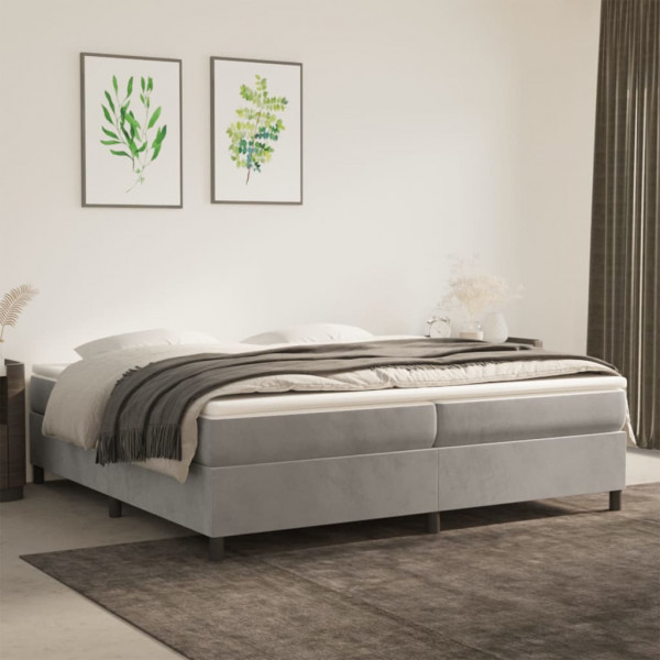 Estructura de cama box spring terciopelo gris claro 200x200 cm D