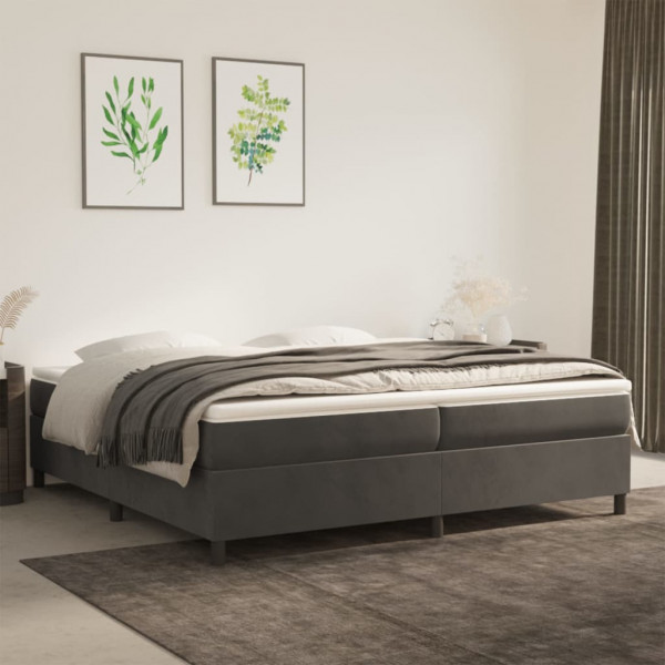 Estructura de cama box spring terciopelo gris oscuro 200x200 cm D