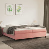 Estrutura de cama 200x200 cm veludo rosa 1