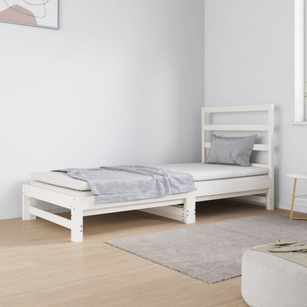 Sofá cama extraíble madera maciza de pino blanco 2x(90x190) cm D