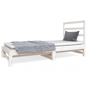 Sofá cama extraíble madera maciza de pino blanco 2x(90x190) cm H