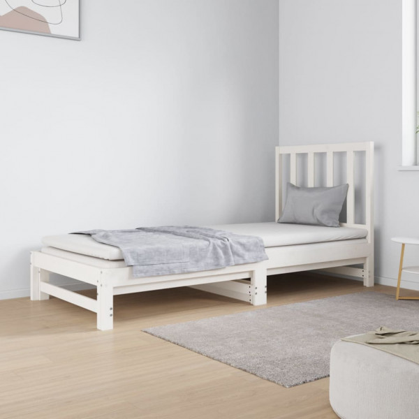 Sofá cama extraíble madera maciza de pino blanco 2x(90x190) cm D