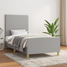 Estructura de cama con cabecero de tela gris claro 80x200 cm 1