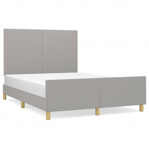 Estrutura de cama sem colchão 140x200 cm tecido cinzento-claro H