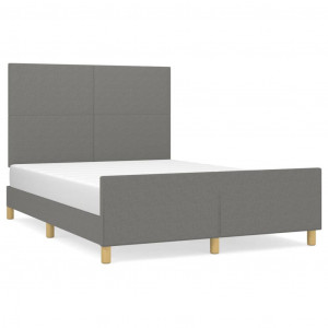 Estrutura de cama sem colchão 140x200 cm tecido cinzento-escuro H