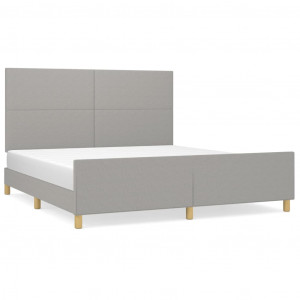 Estrutura de cama sem colchão 160x200 cm tecido cinzento-claro H