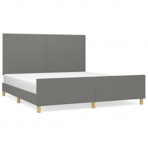Estrutura de cama sem colchão 160x200 cm tecido cinzento-escuro H
