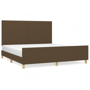 Estrutura de cama sem colchão 160x200 cm tecido castanho-escuro H