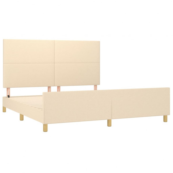 Estrutura de cama sem colchão 160x200 cm tecido cor creme M 4