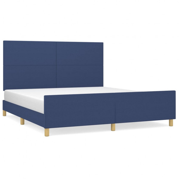 Estructura de cama con cabecero de tela azul 160x200 cm M 2