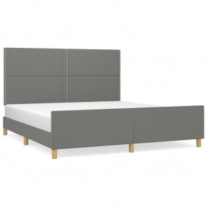 Estrutura de cama sem colchão 160x200 cm tecido cinzento-escuro H