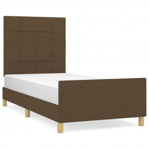 Estrutura de cama sem colchão 80x200 cm tecido castanho-escuro H