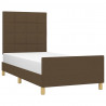 Estructura de cama con cabecero de tela marrón oscuro 80x200 cm 3