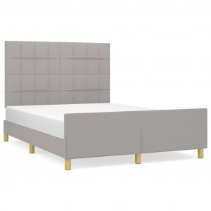 Estrutura de cama sem colchão 140x200 cm tecido cinzento-claro H