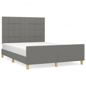 Estrutura de cama sem colchão 140x200 cm tecido cinzento-escuro H