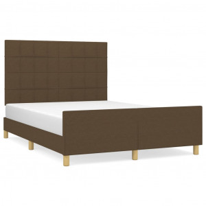 Estrutura de cama sem colchão 140x200 cm tecido castanho-escuro H