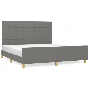 Estrutura de cama sem colchão 160x200 cm tecido cinzento-escuro H