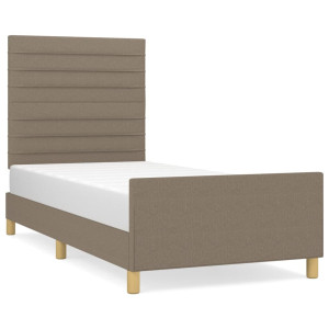 Estructura de cama con cabecero de tela gris taupe 80x200 cm H