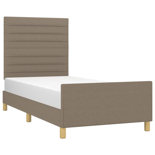 Estructura de cama con cabecero de tela gris taupe 80x200 cm M 3