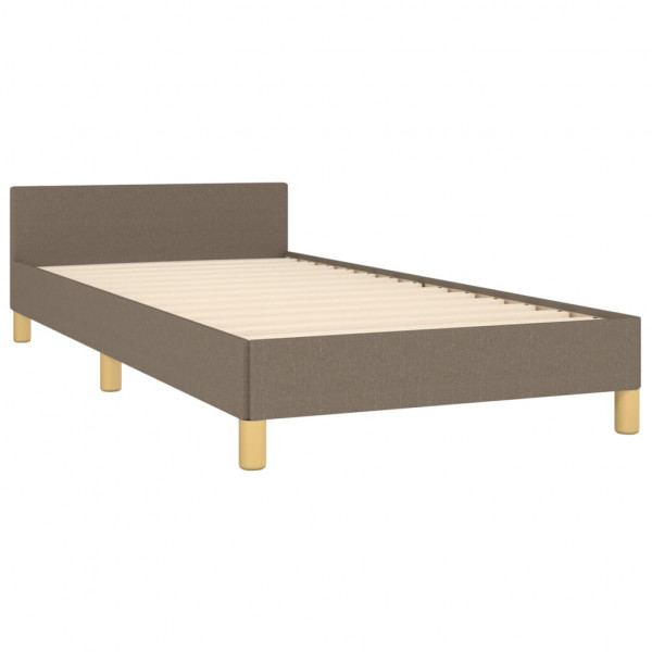 Estructura de cama con cabecero de tela gris taupe 80x200 cm M 5